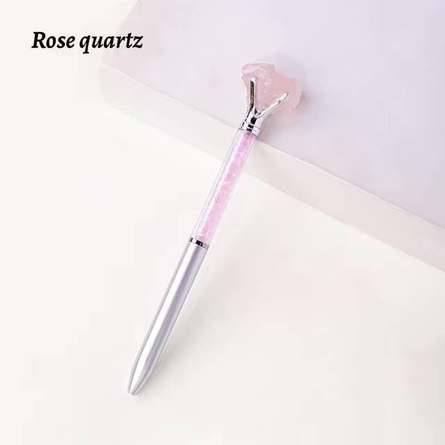 Raw Stone Cylindrical Crystal Pen