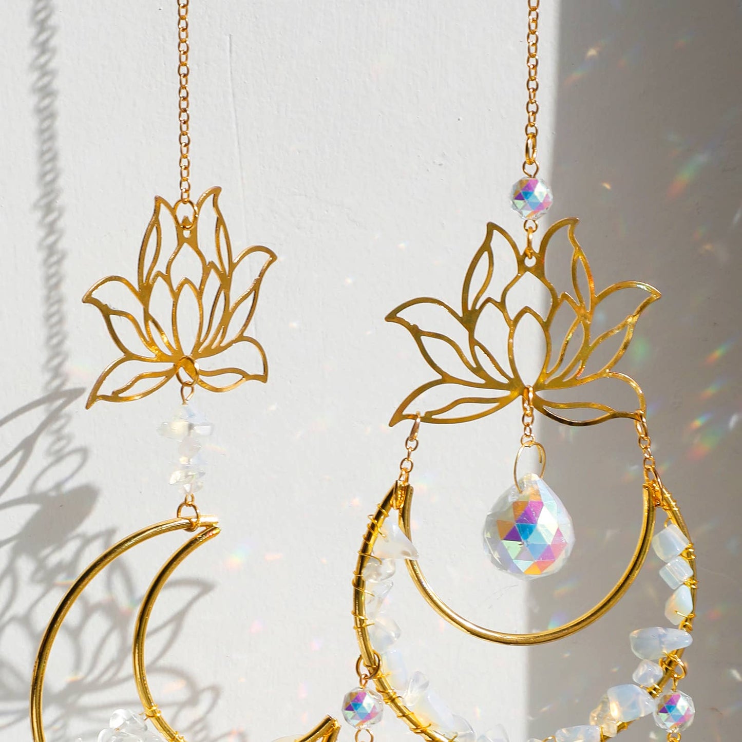 Lotus Moon Suncatcher Crystal Prism Hanging