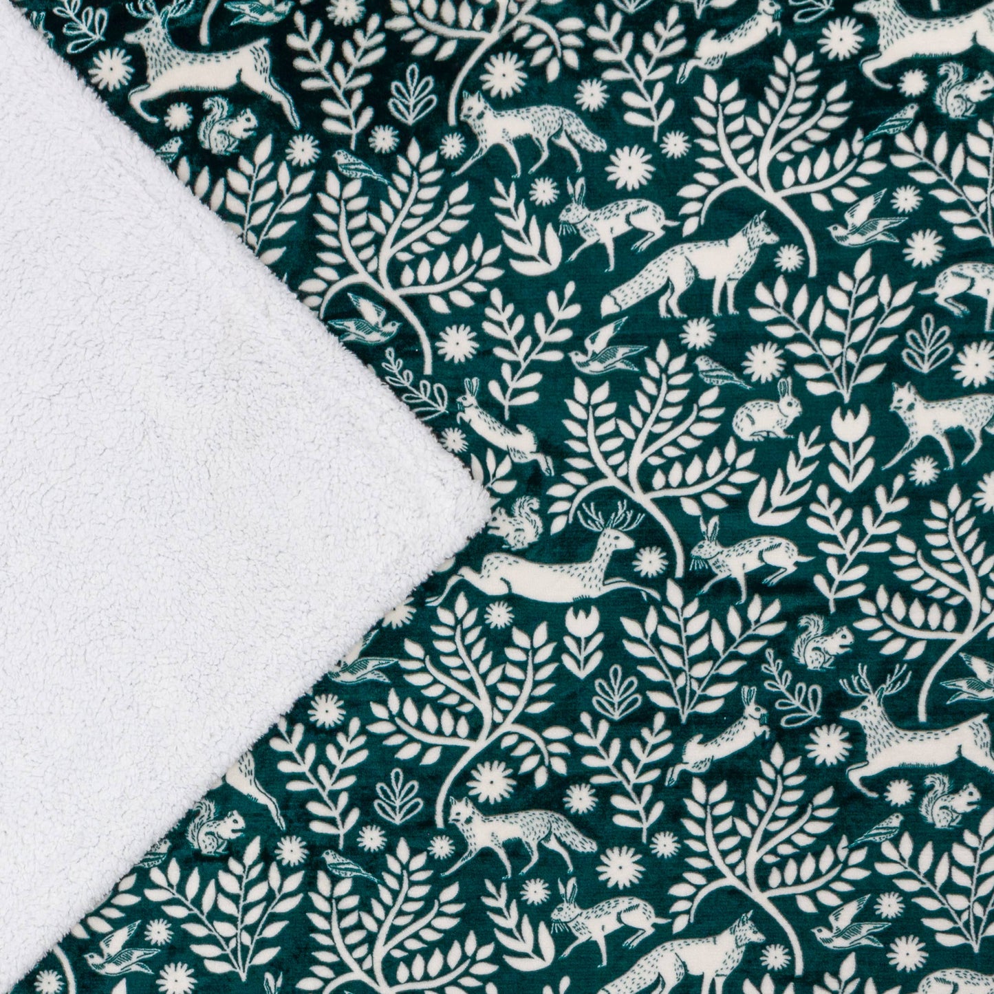 Skandi Woodland Sherpa Fleece Throw Forest