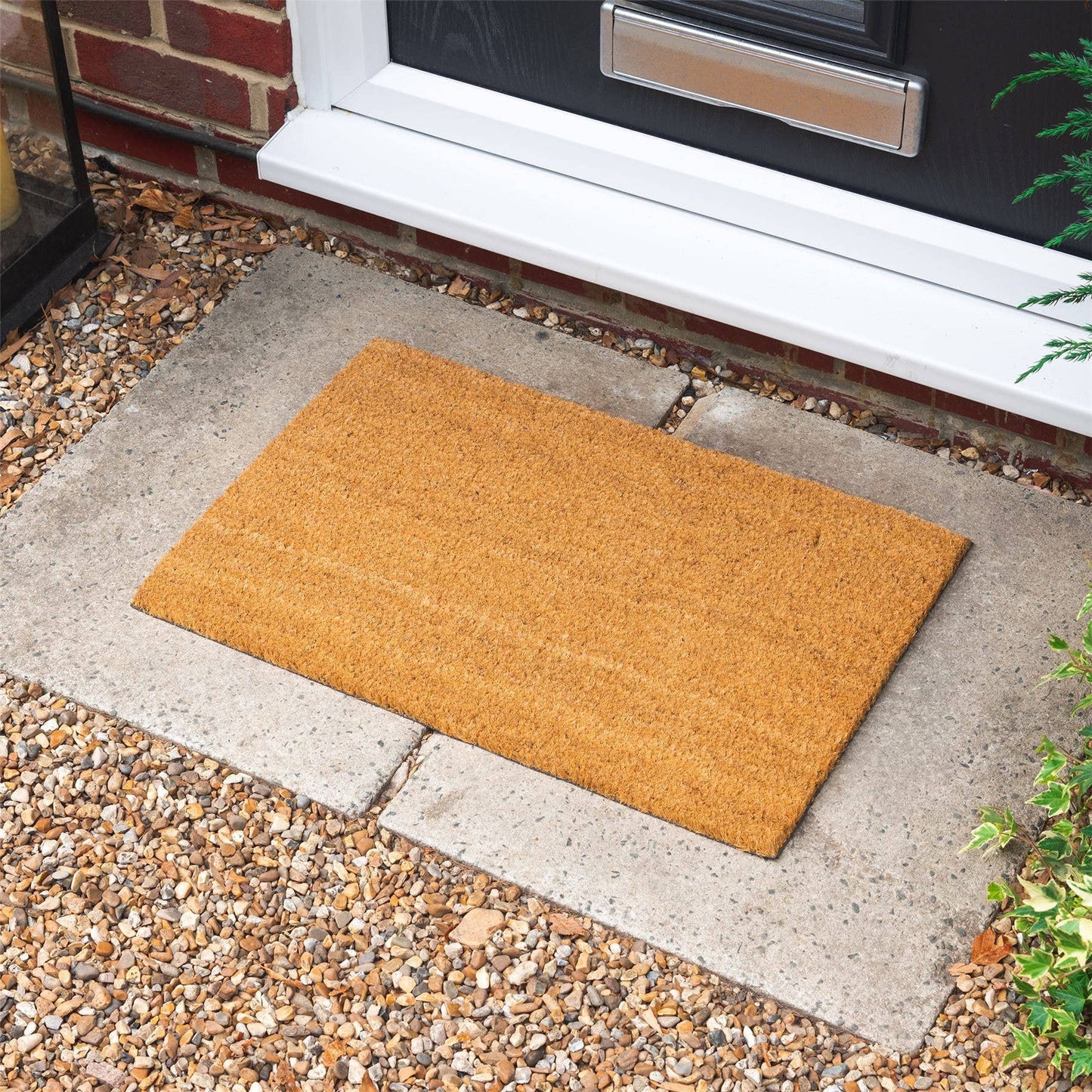 Nicola Spring Non-Slip Coir Door Mat - 60x40cm - Plain