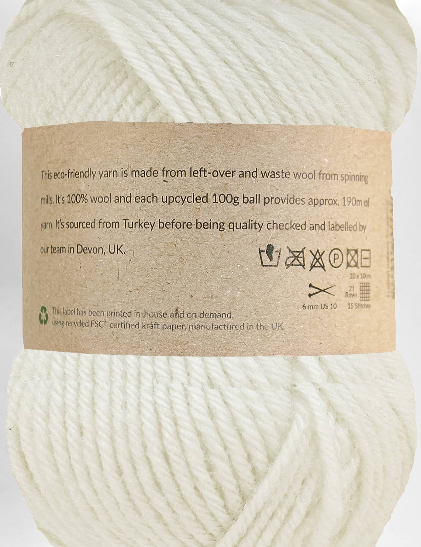 Clawton Cream 100% upcycled knitting wool (190m)