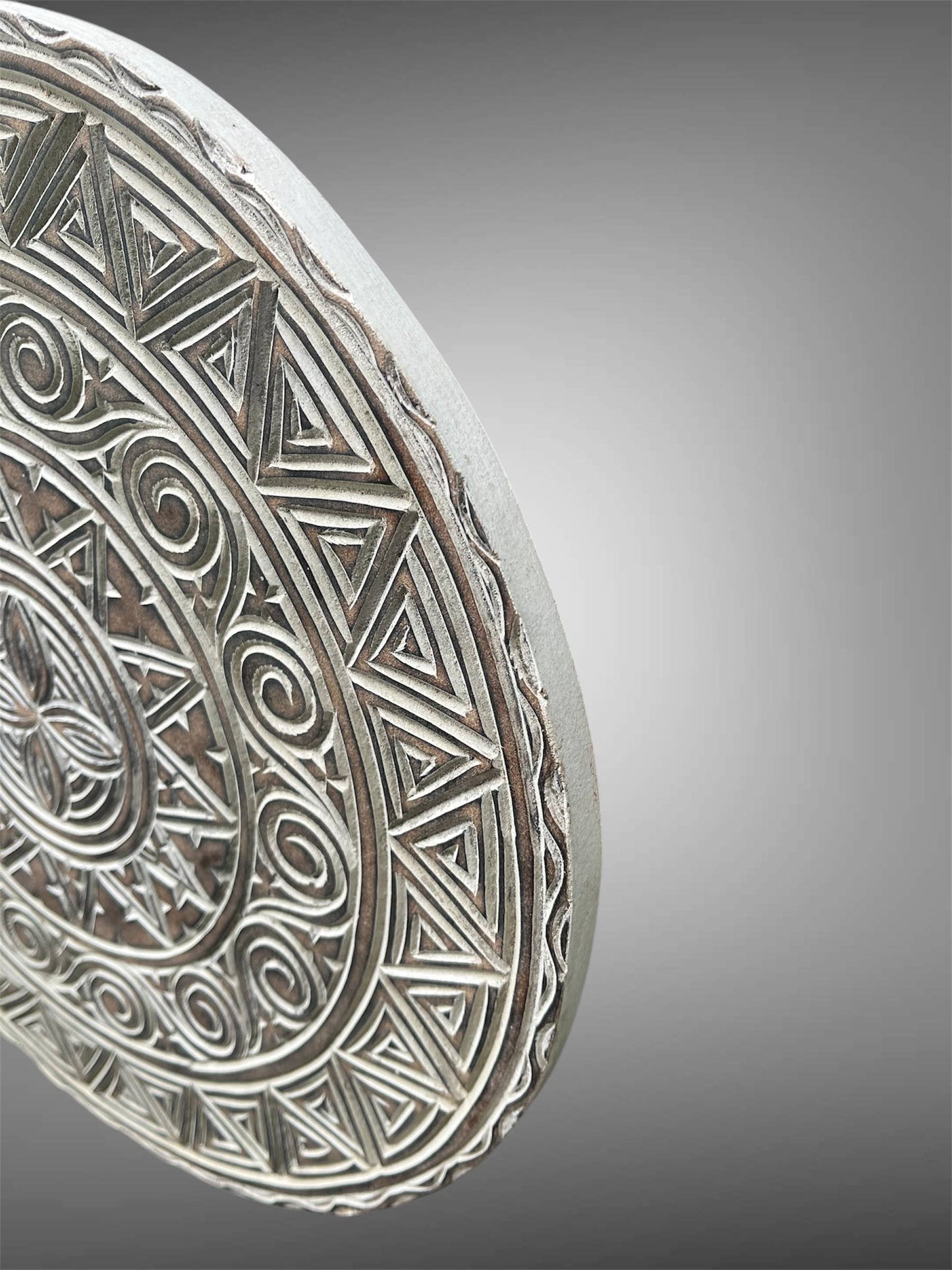 Hanging wall art - round carved mandala style panel