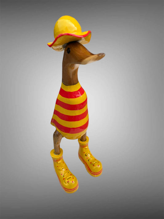 Bamboo sailor duck from Bali 25 cm - Orange and red.