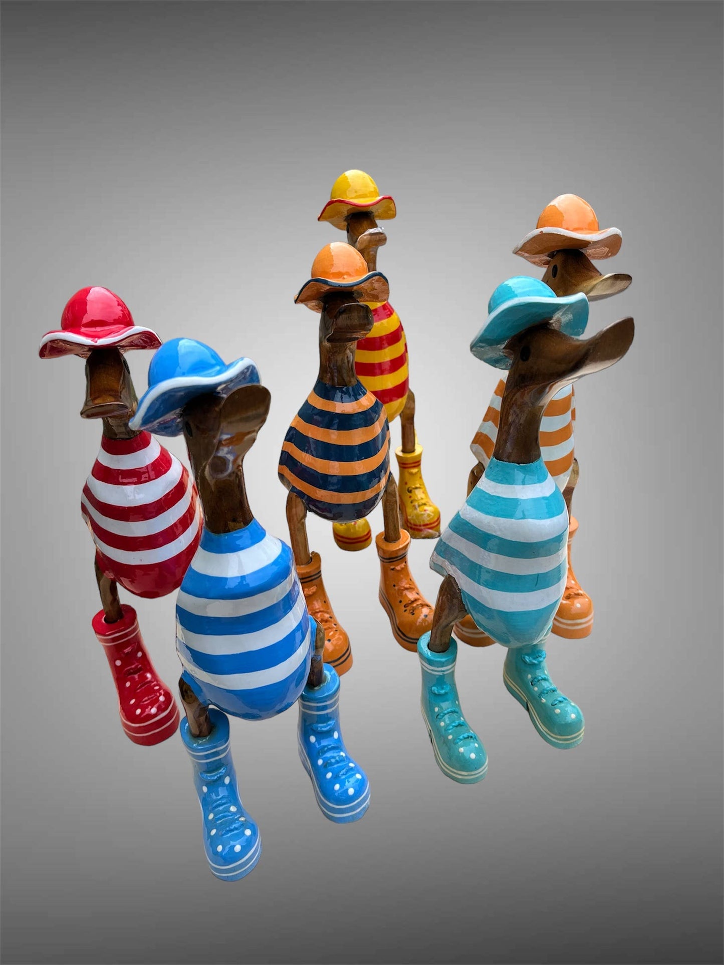 Bamboo sailor duck from Bali 25 cm - Orange and red.