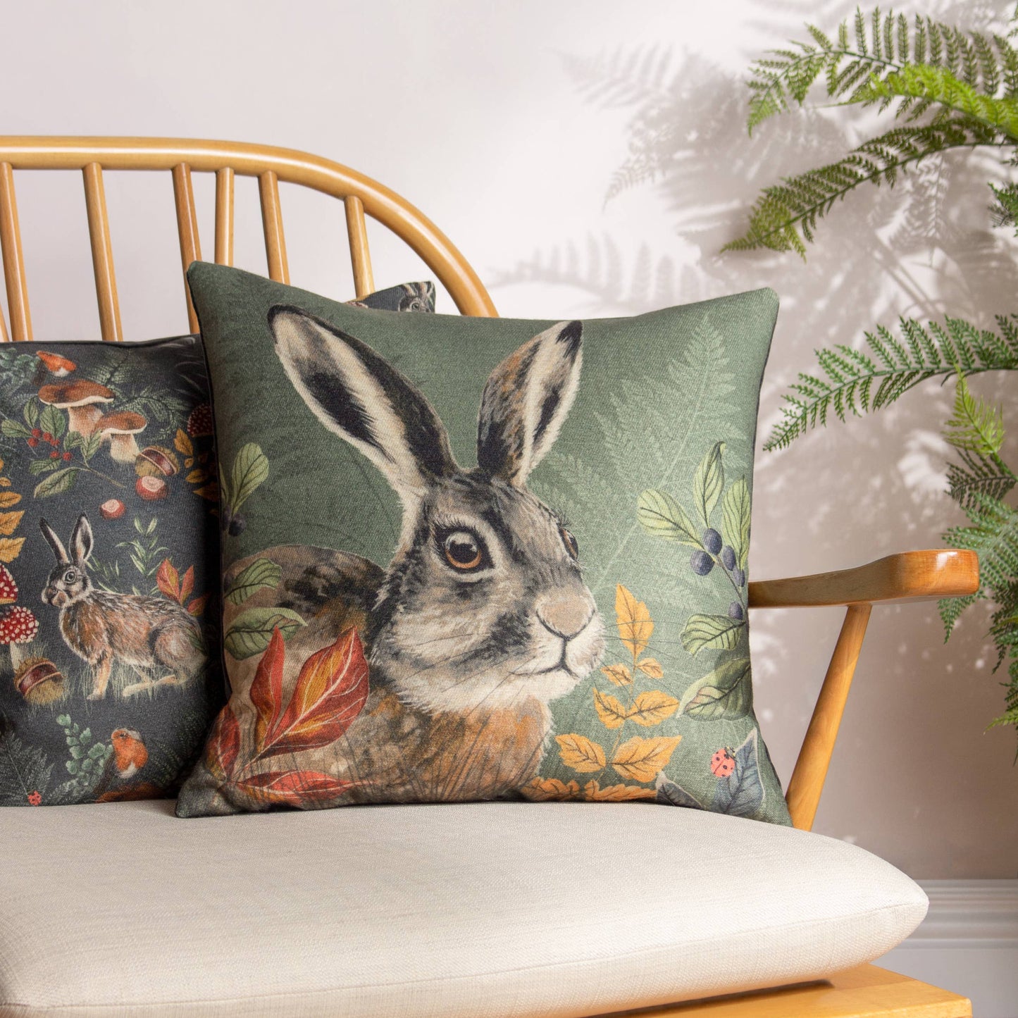 Forest Hare Cushion Grey