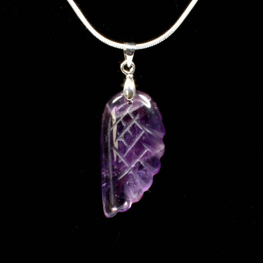 Amethyst Angel Wing Pendant With Chain