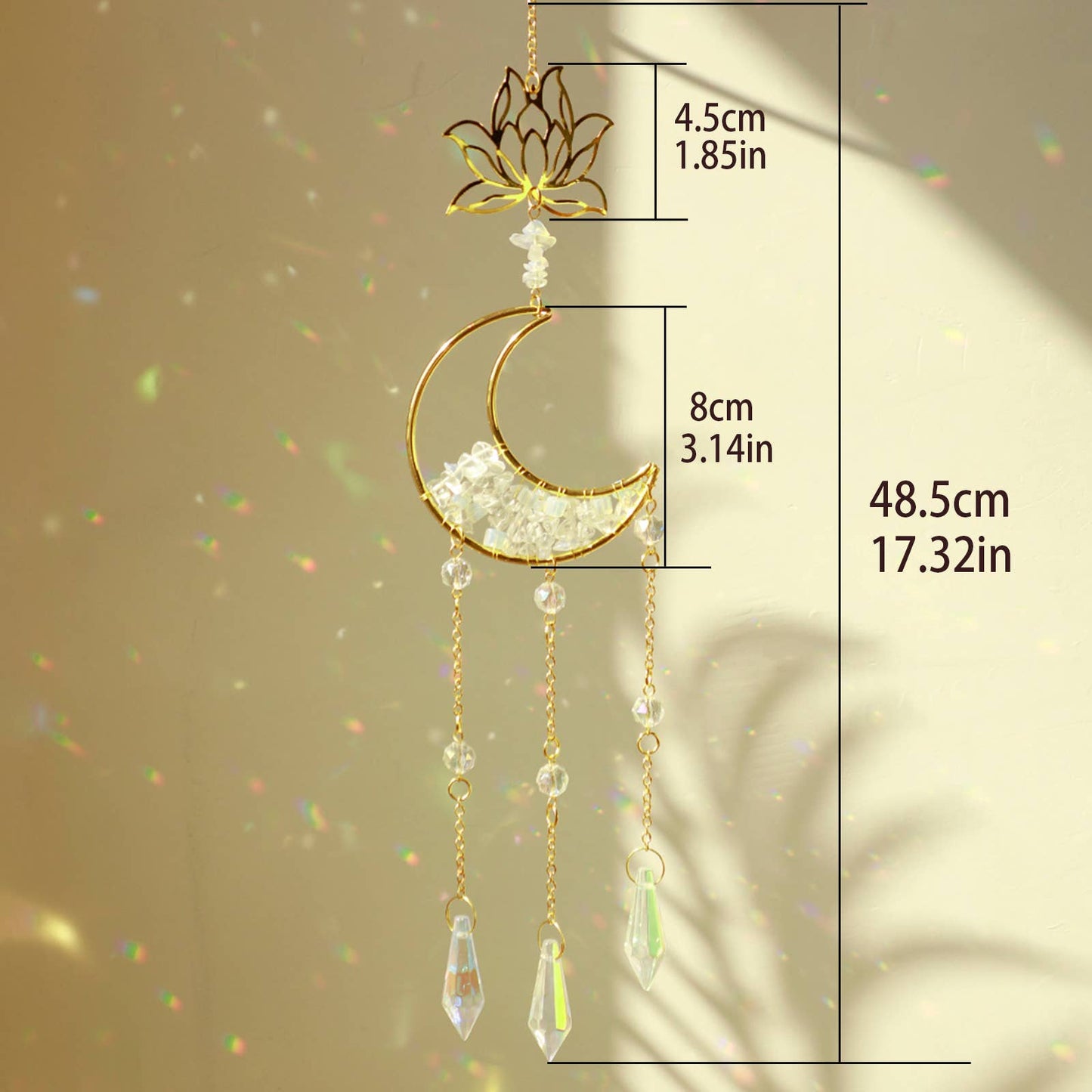 Lotus Moon Suncatcher Crystal Prism Hanging