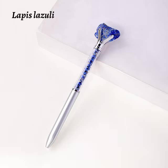 Raw Stone Cylindrical Crystal Pen