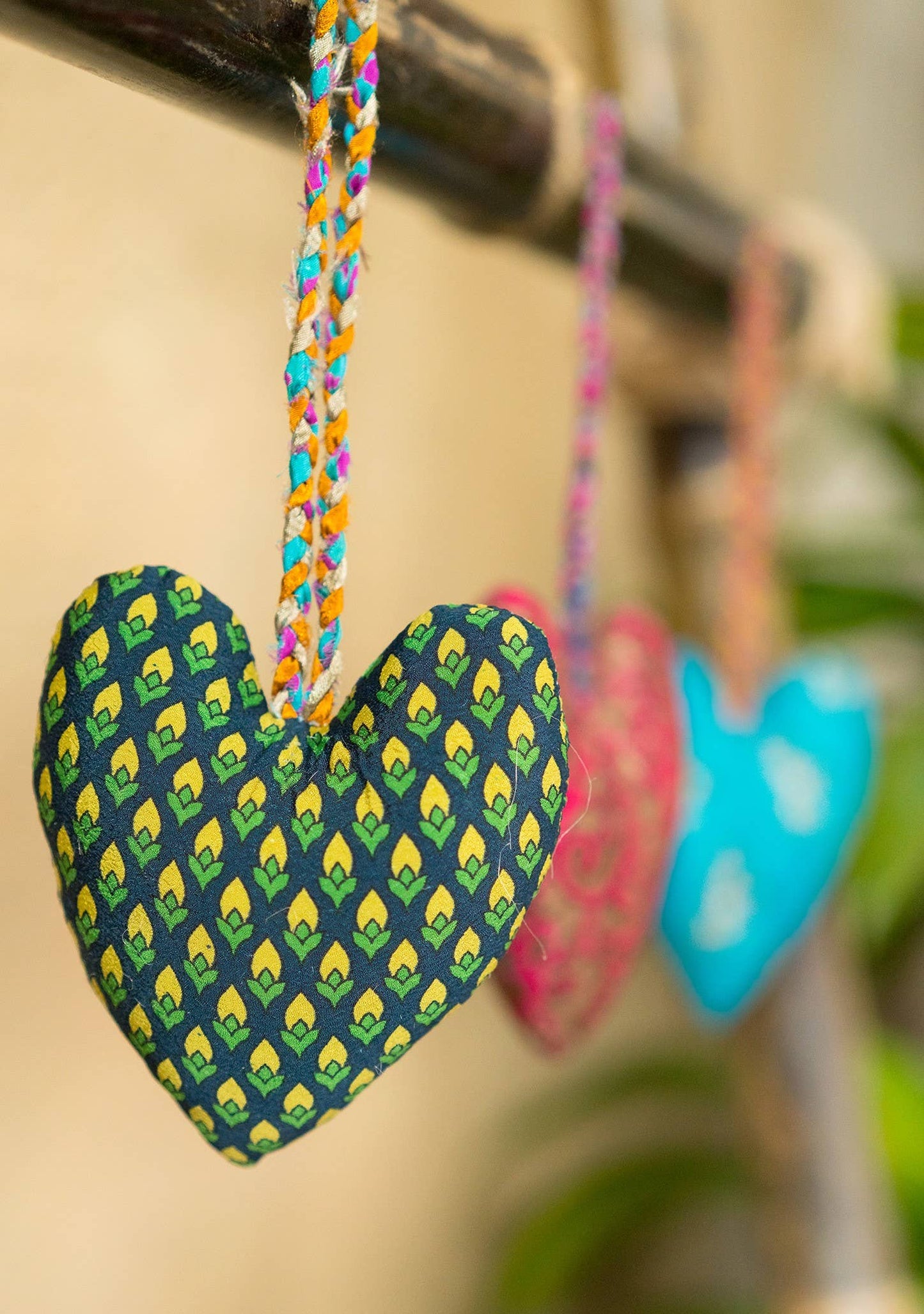 Hanging Recycled Sari Heart
