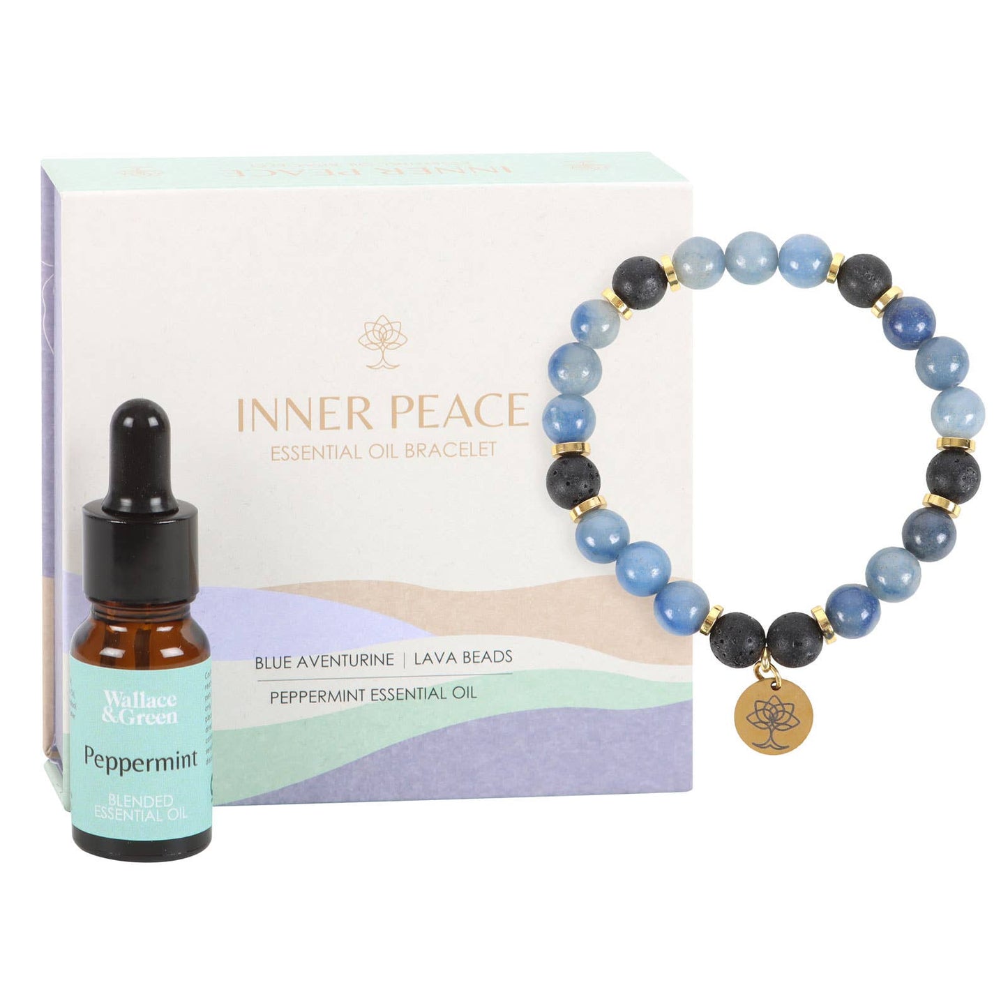 Inner Peace Blue Lace Agate Crystal Essential Oil Bracelet