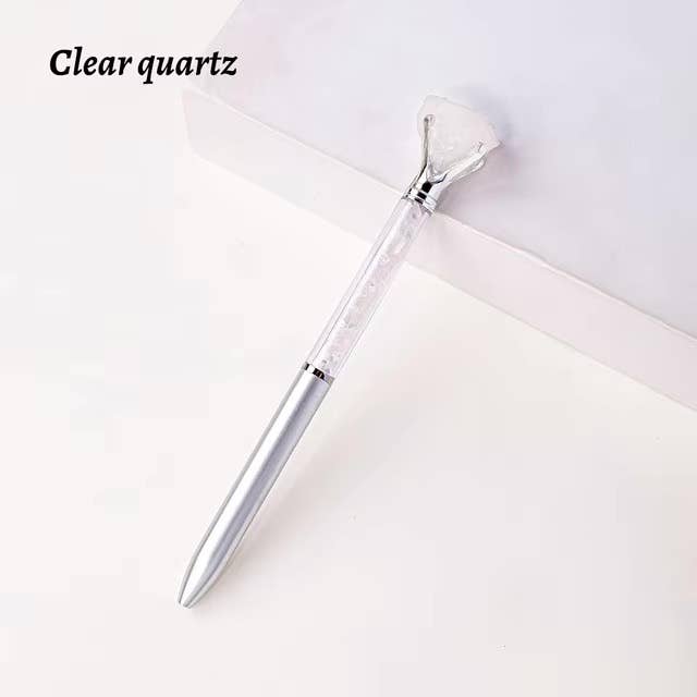 Raw Stone Cylindrical Crystal Pen
