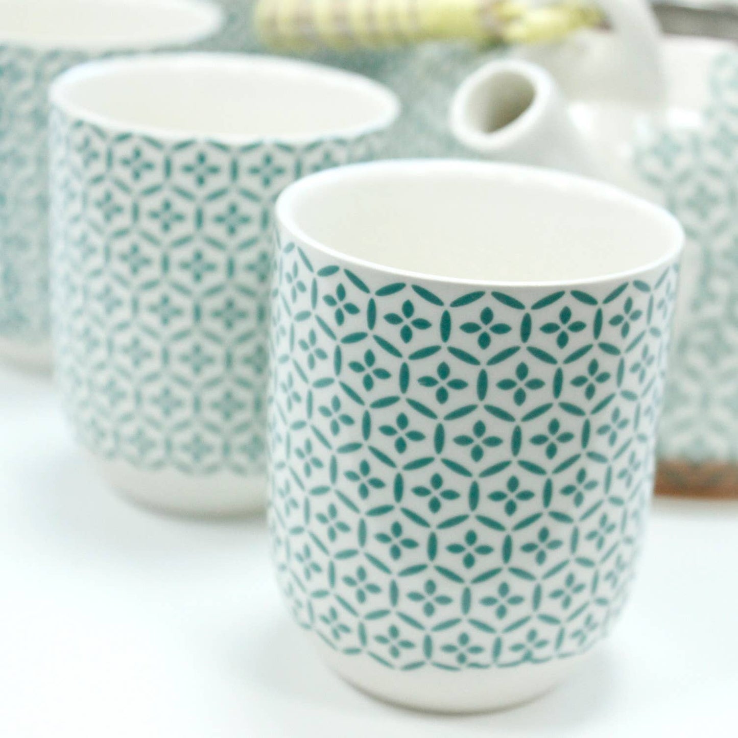 TeaP-04 - Herbal Teapot Set - Green Mosaic