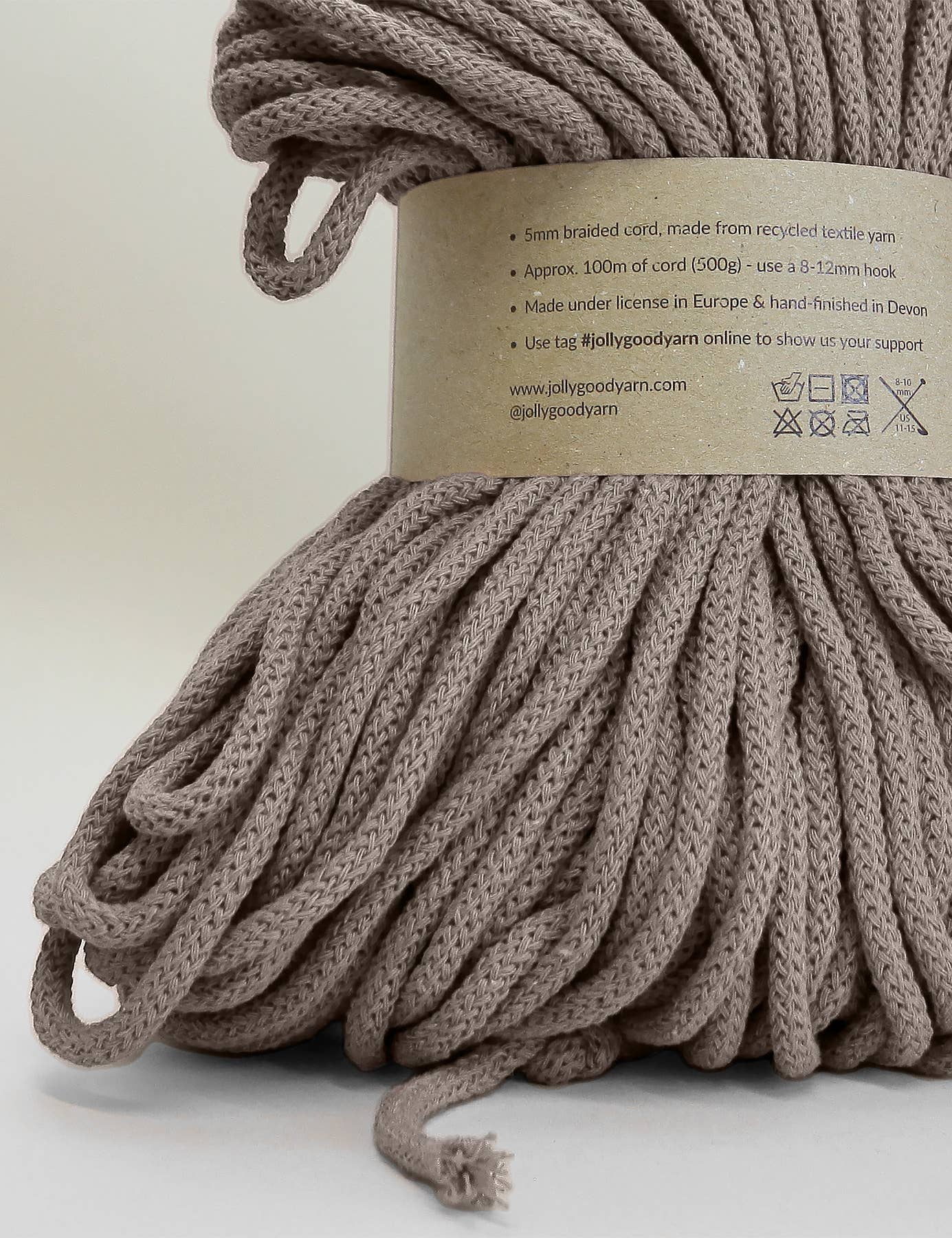 5mm Ottery Taupe recycled cotton macrame cord (100m)