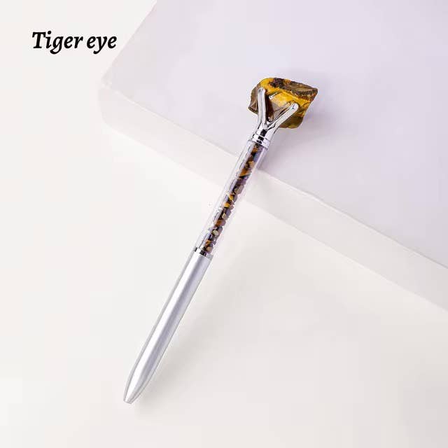 Raw Stone Cylindrical Crystal Pen