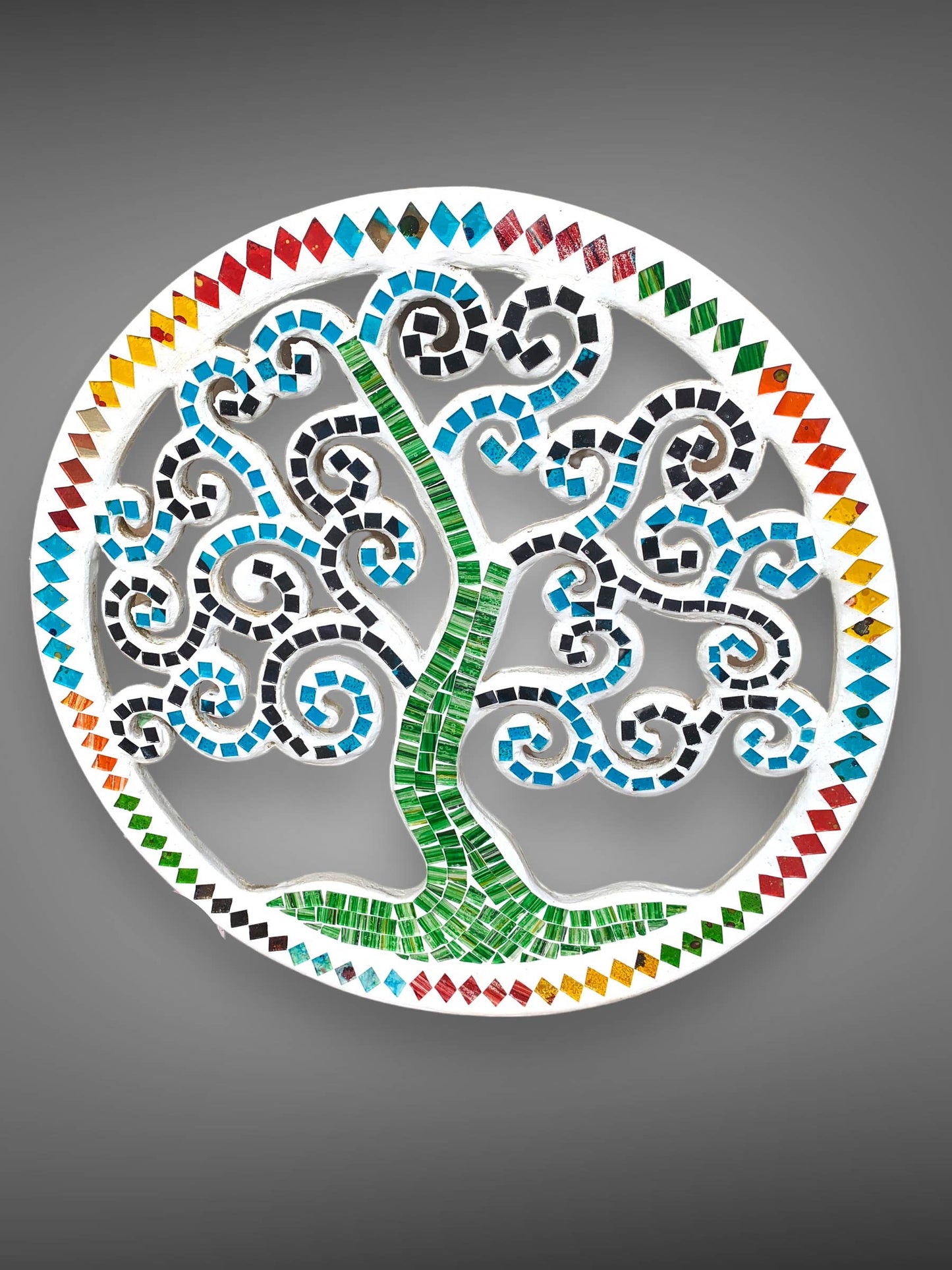 Tree of life wall plaque - mosaic glass-40cm