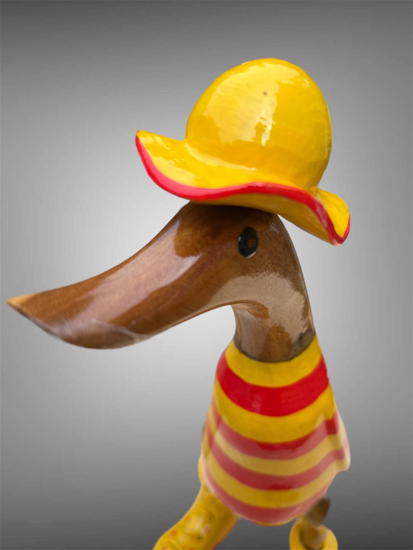 Bamboo sailor duck from Bali 25 cm - Orange and red.