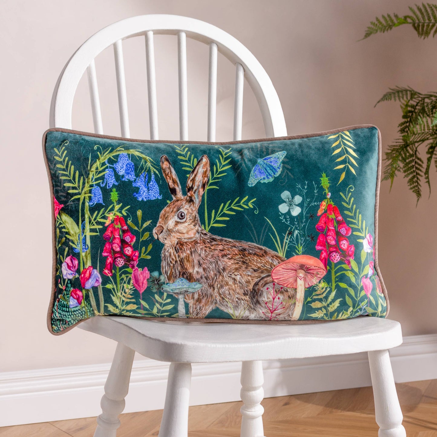 Willow Rabbit Cushion Teal