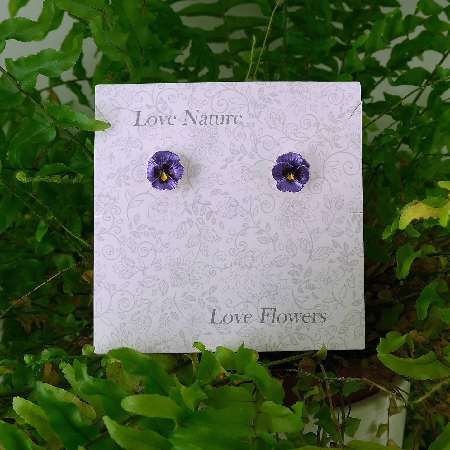 Pansy Purple Flower Post Earrings