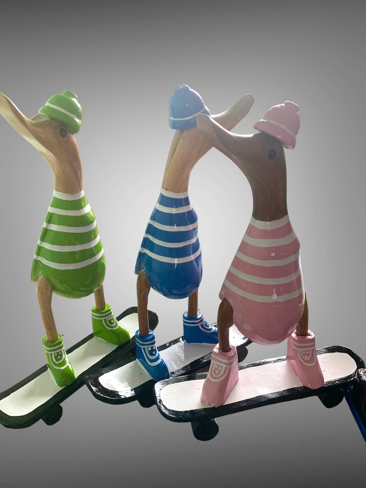 Bamboo Novelty Skateboarder Duck Ornament - 25cm