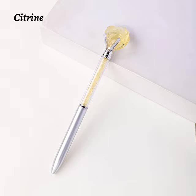Raw Stone Cylindrical Crystal Pen