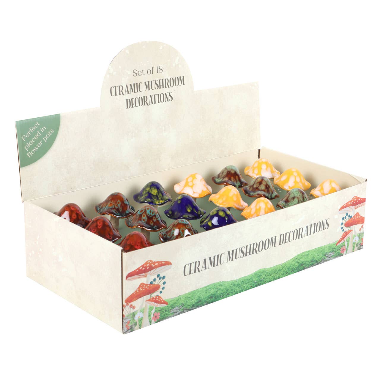 Ceramic Mushroom Plant Pot Decorations in Display