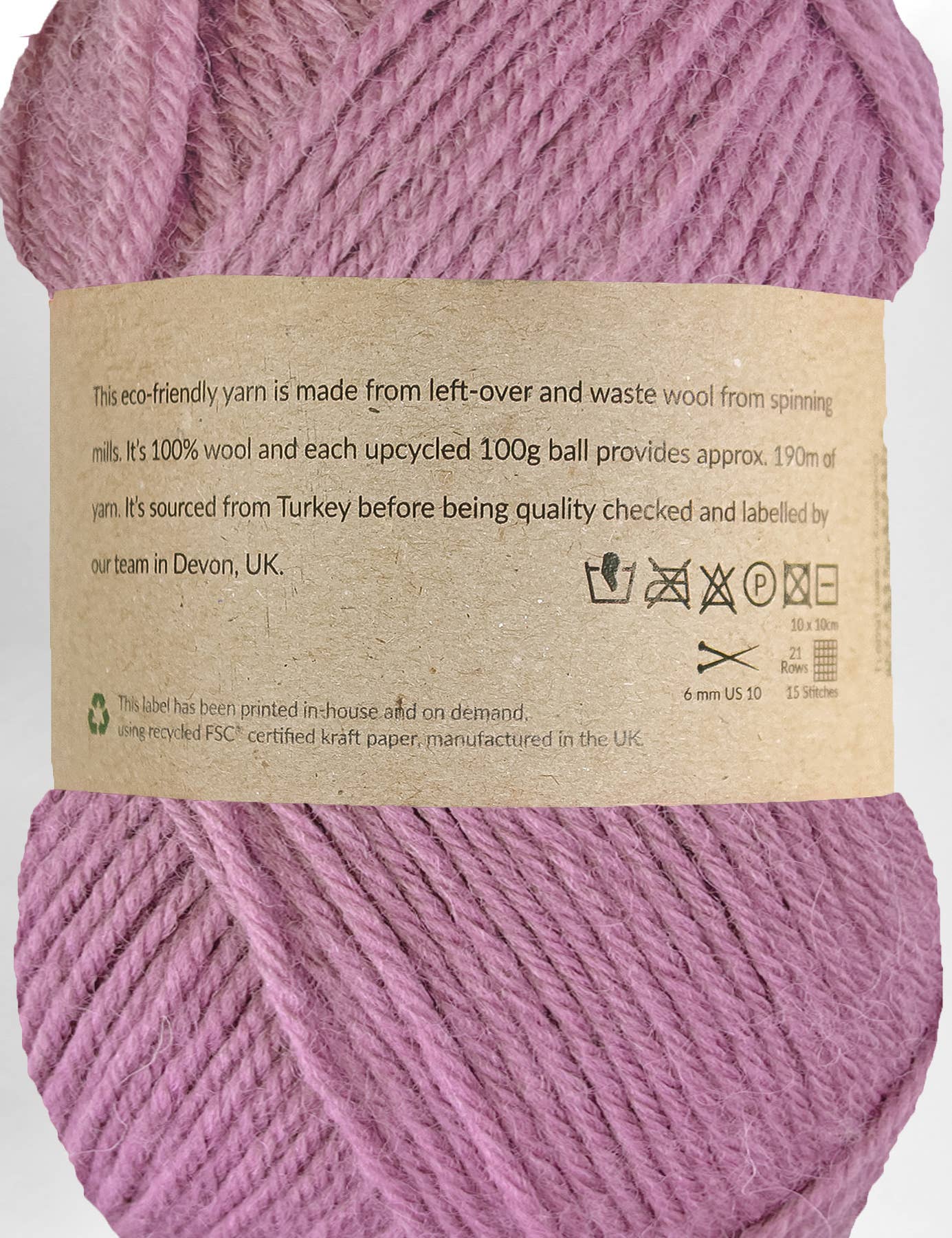 Denbury Purple 100% upcycled knitting wool (190m)