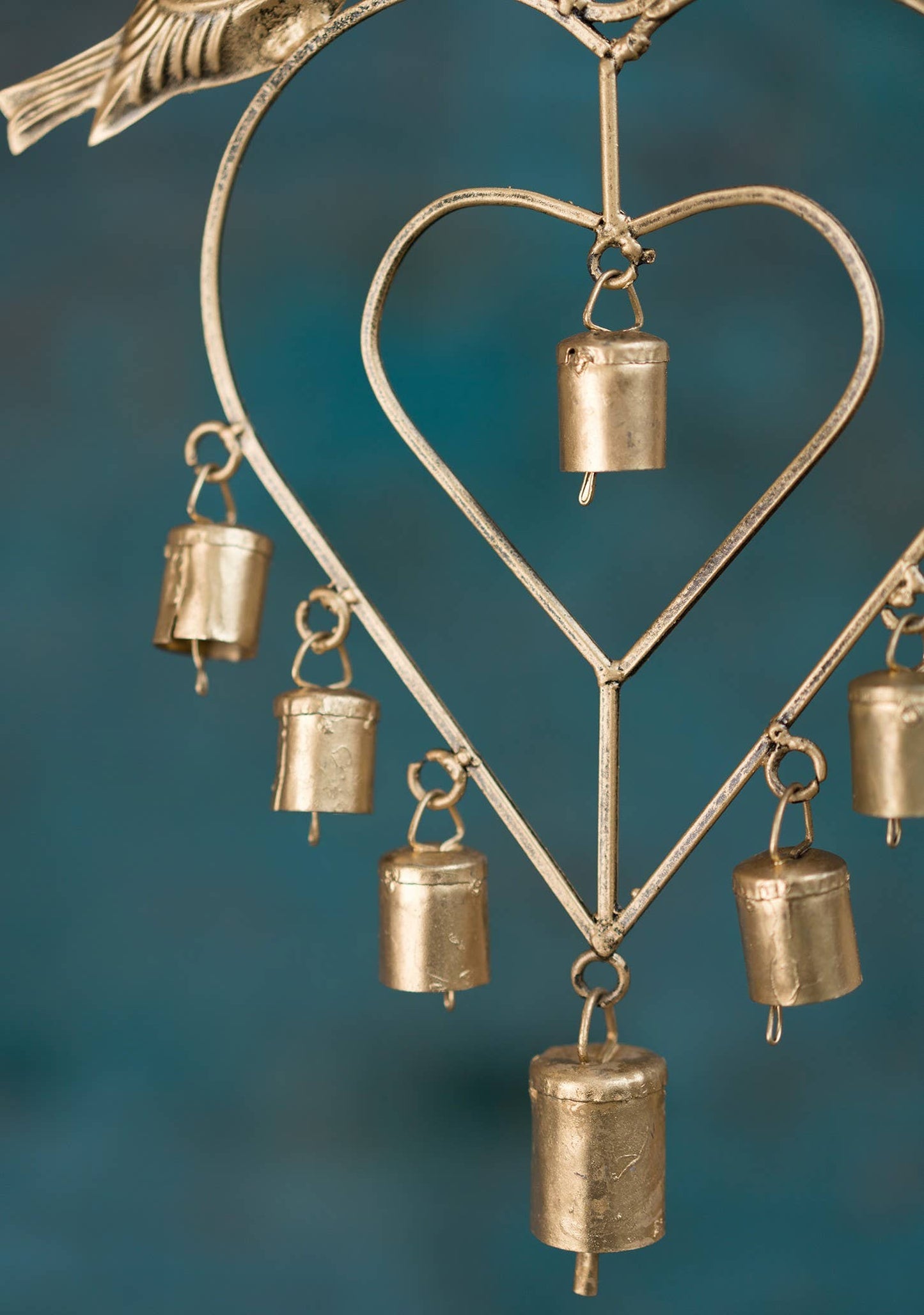 Heart Windchime With Birds & Bells