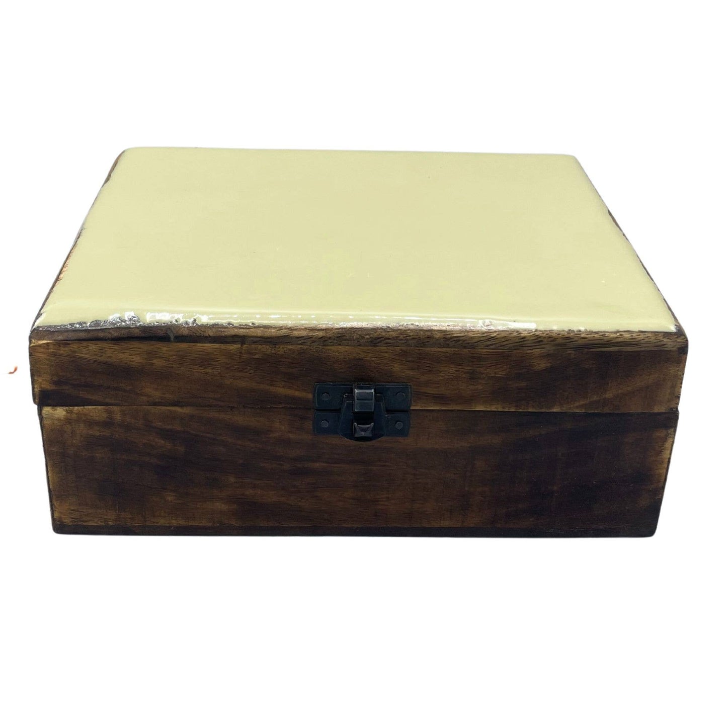 CGIBox-10 - Ceramic Glazed Wood Box - 20x15x7.5cm - Yellow