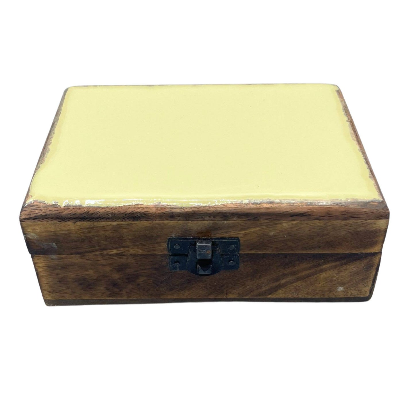 CGIBox-04 - Ceramic Glazed Wood Box - 15x10x6cm - Yellow
