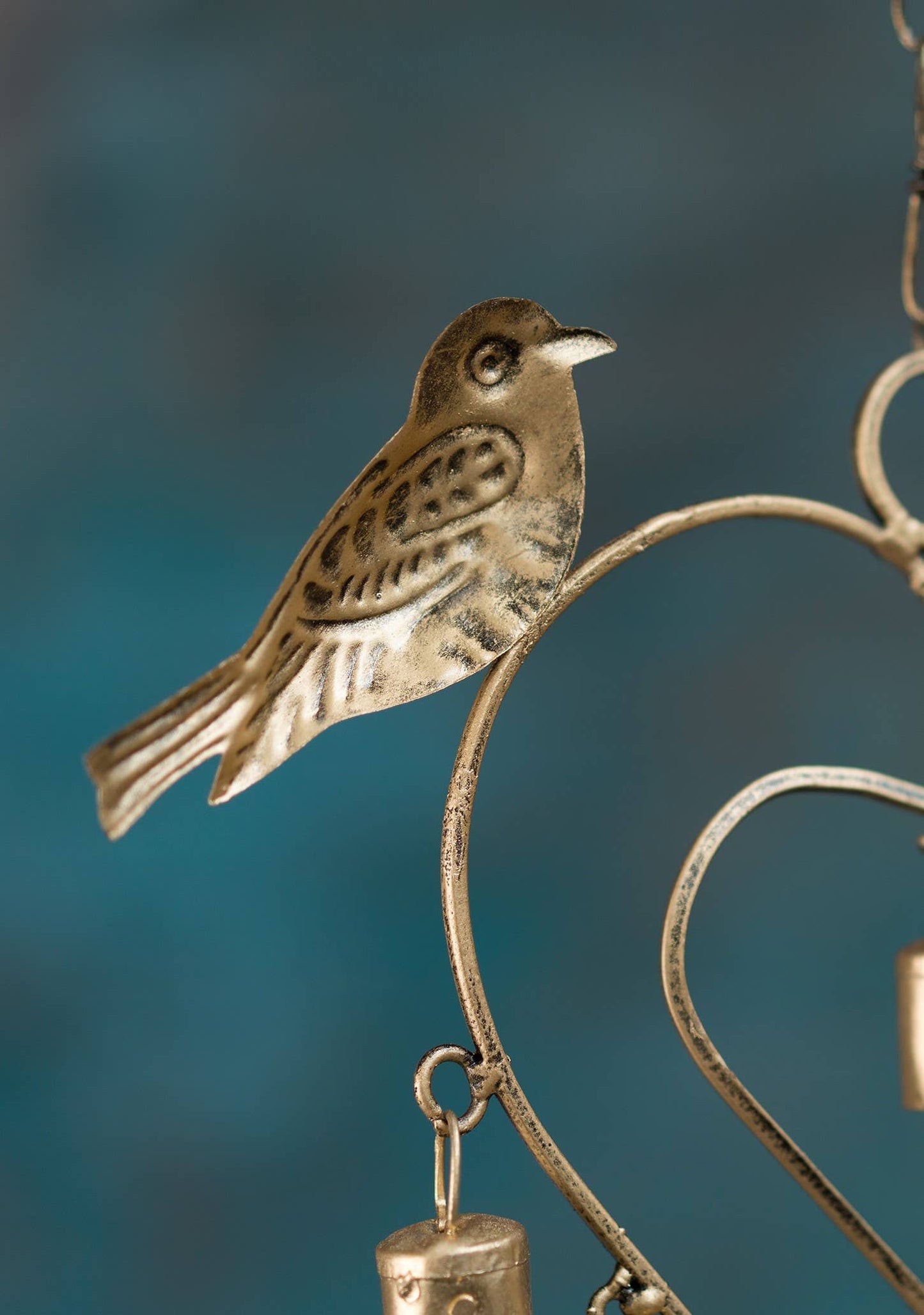 Heart Windchime With Birds & Bells