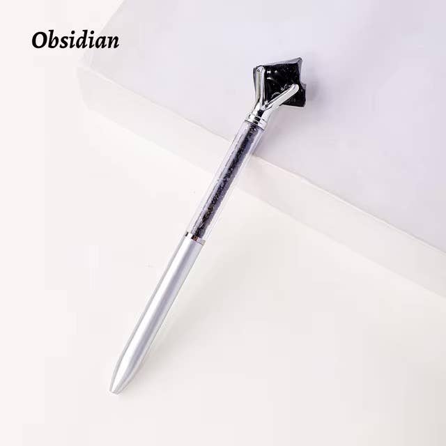 Raw Stone Cylindrical Crystal Pen