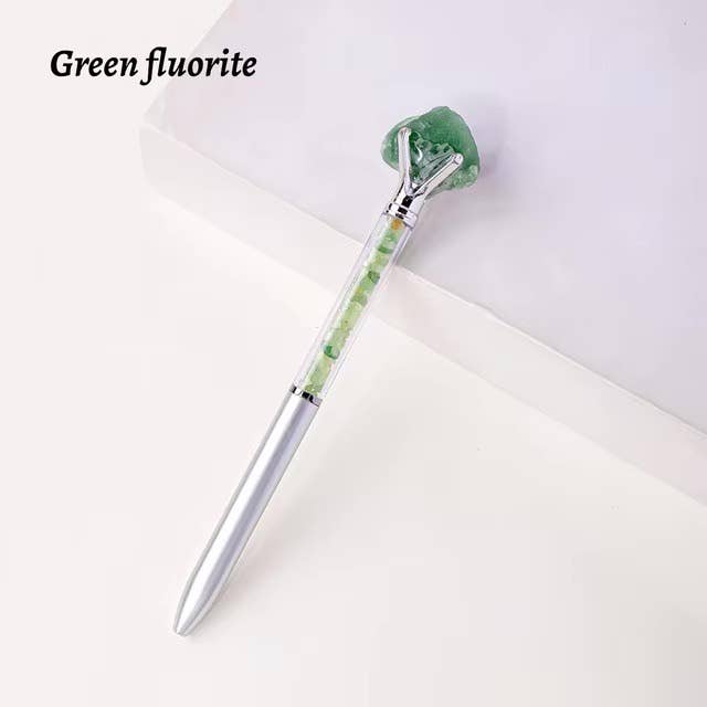 Raw Stone Cylindrical Crystal Pen
