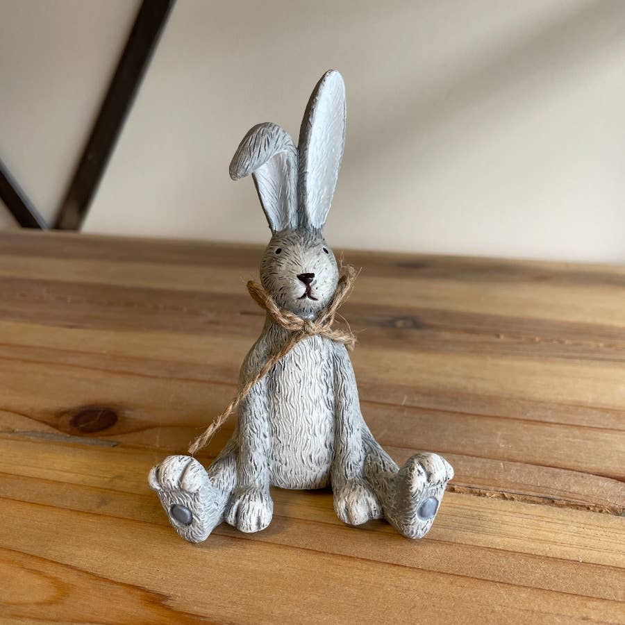 Grey Rabbit With Bow 12cm