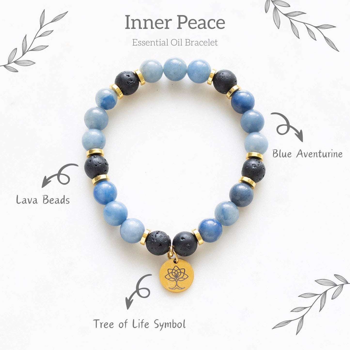 Inner Peace Blue Lace Agate Crystal Essential Oil Bracelet
