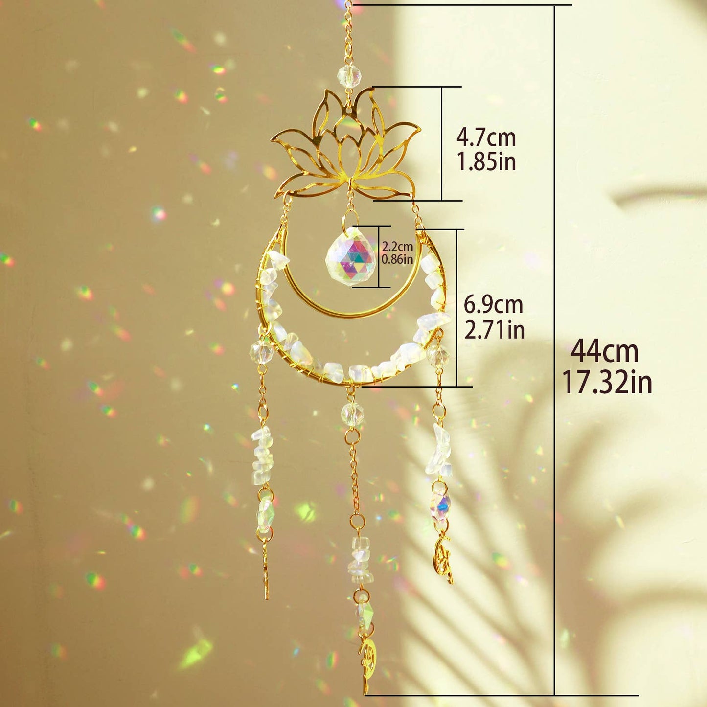 Lotus Moon Suncatcher Crystal Prism Hanging