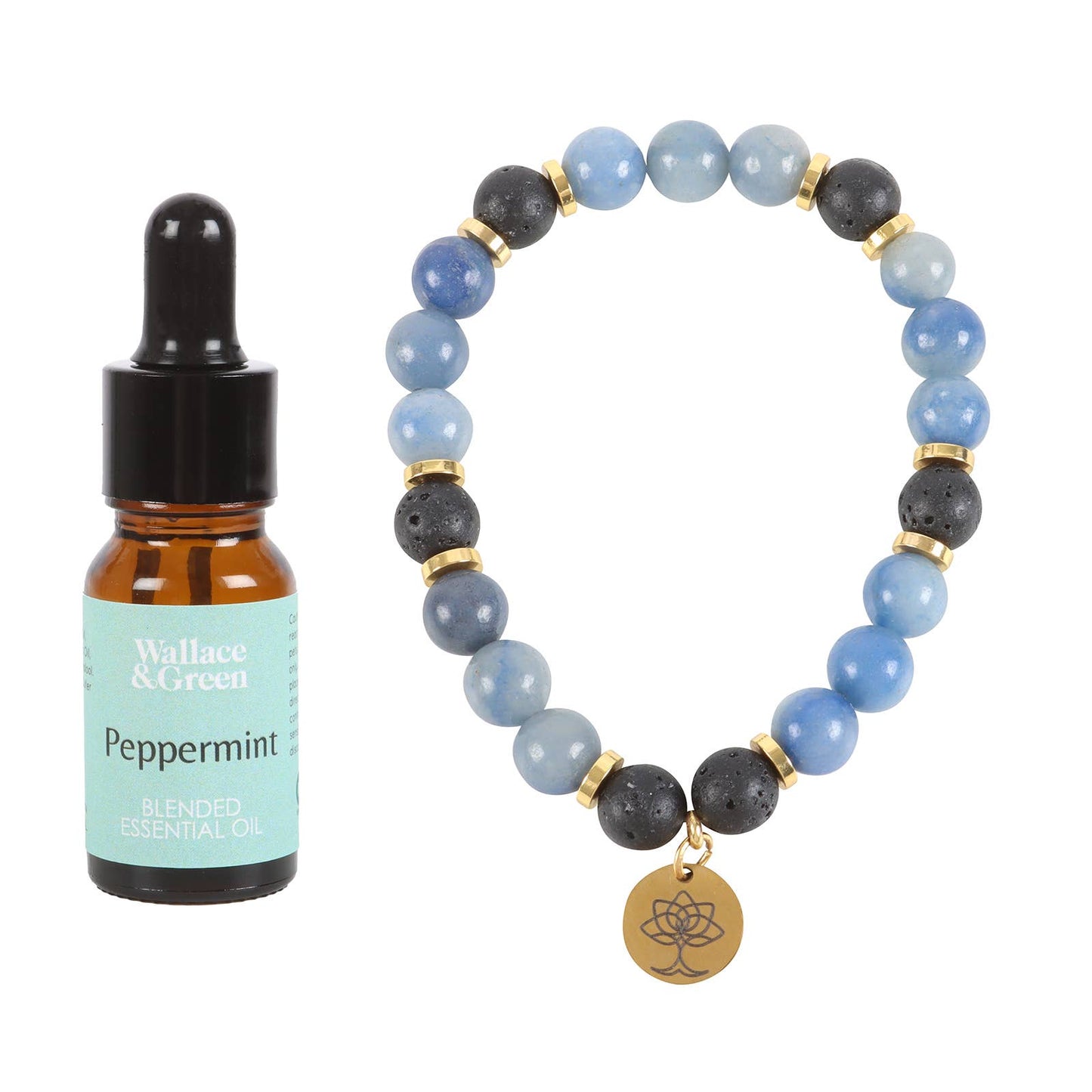 Inner Peace Blue Lace Agate Crystal Essential Oil Bracelet