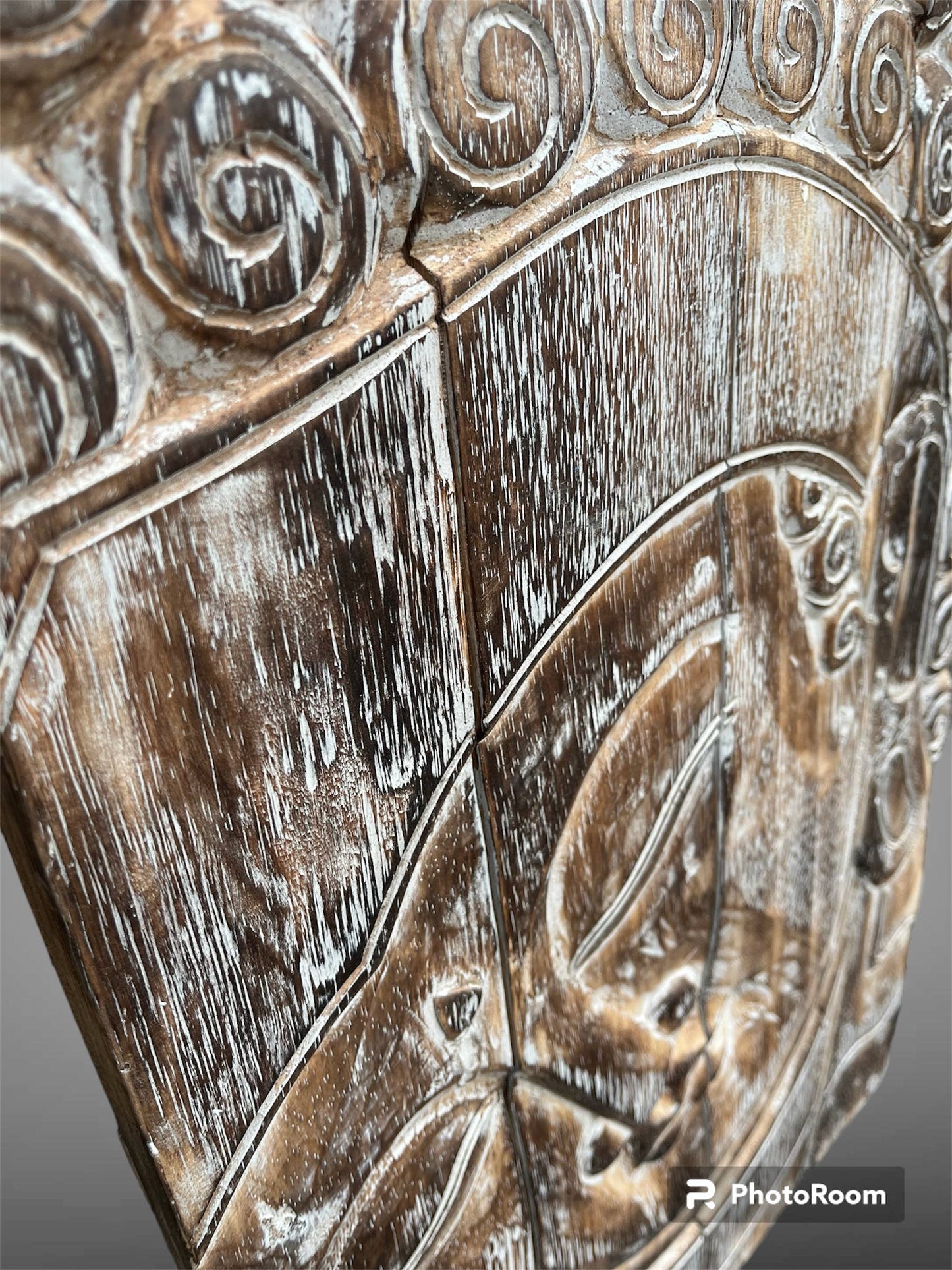 Buddha Hanging Painted Wood Panel/ Plaque carved.