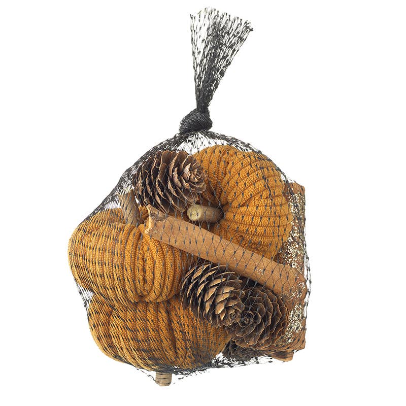 Autumn-YELLOW PUMPKINS & CONES NET