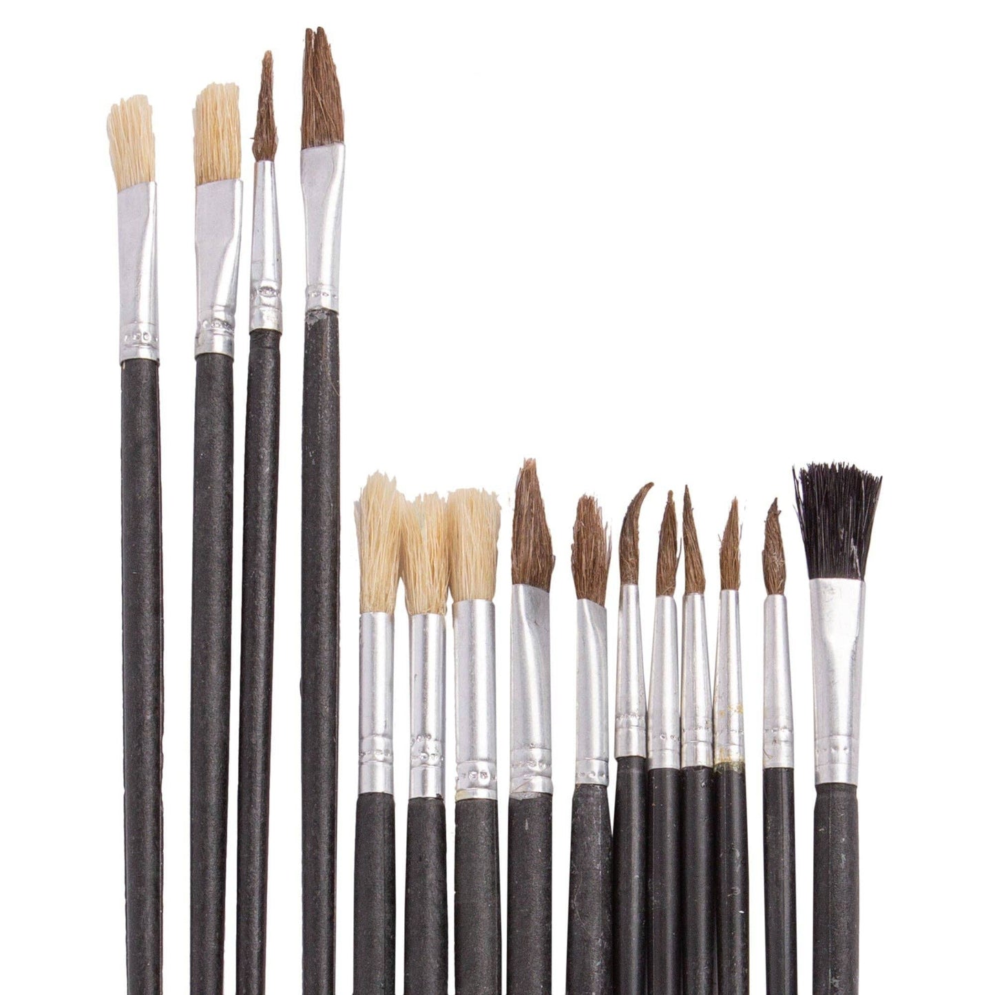 15pc Black Wooden Artist's Paint Brush Set - By Blackspur
