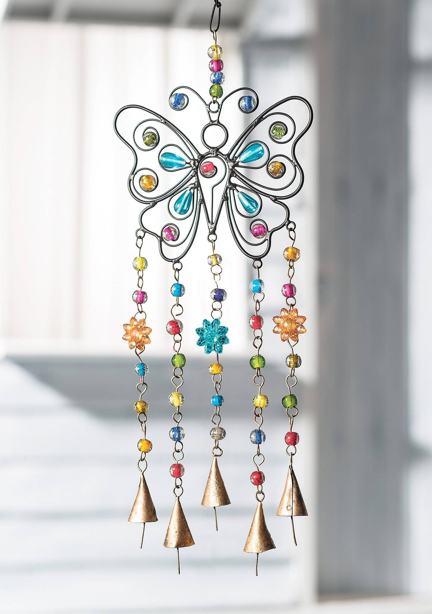 Butterfly Windchime With Mixed Beads
