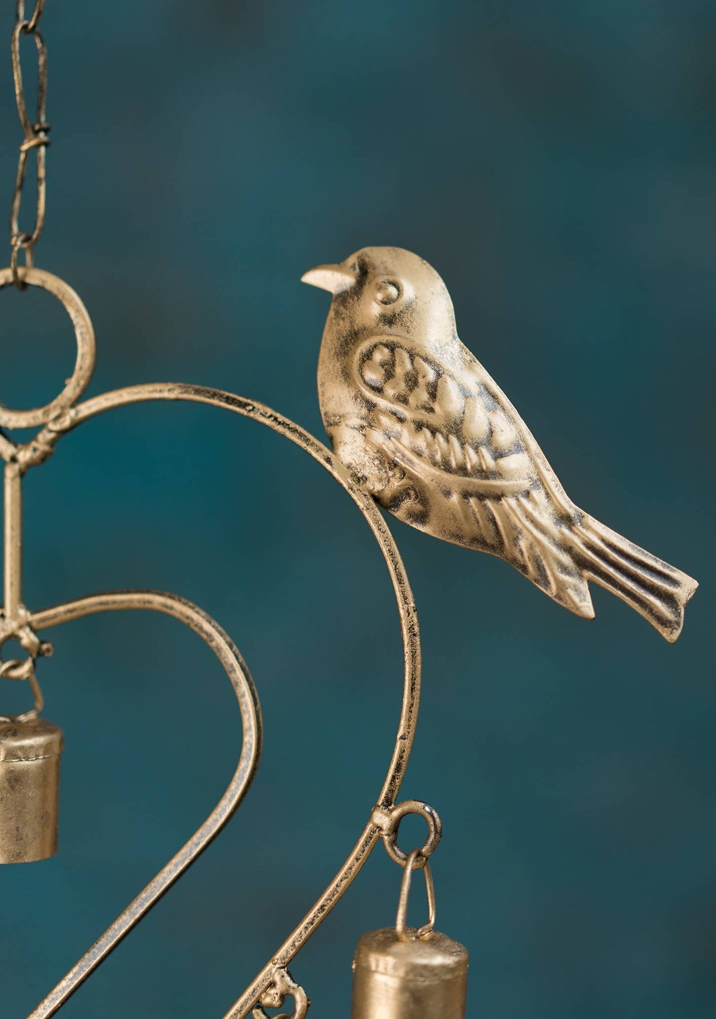 Heart Windchime With Birds & Bells