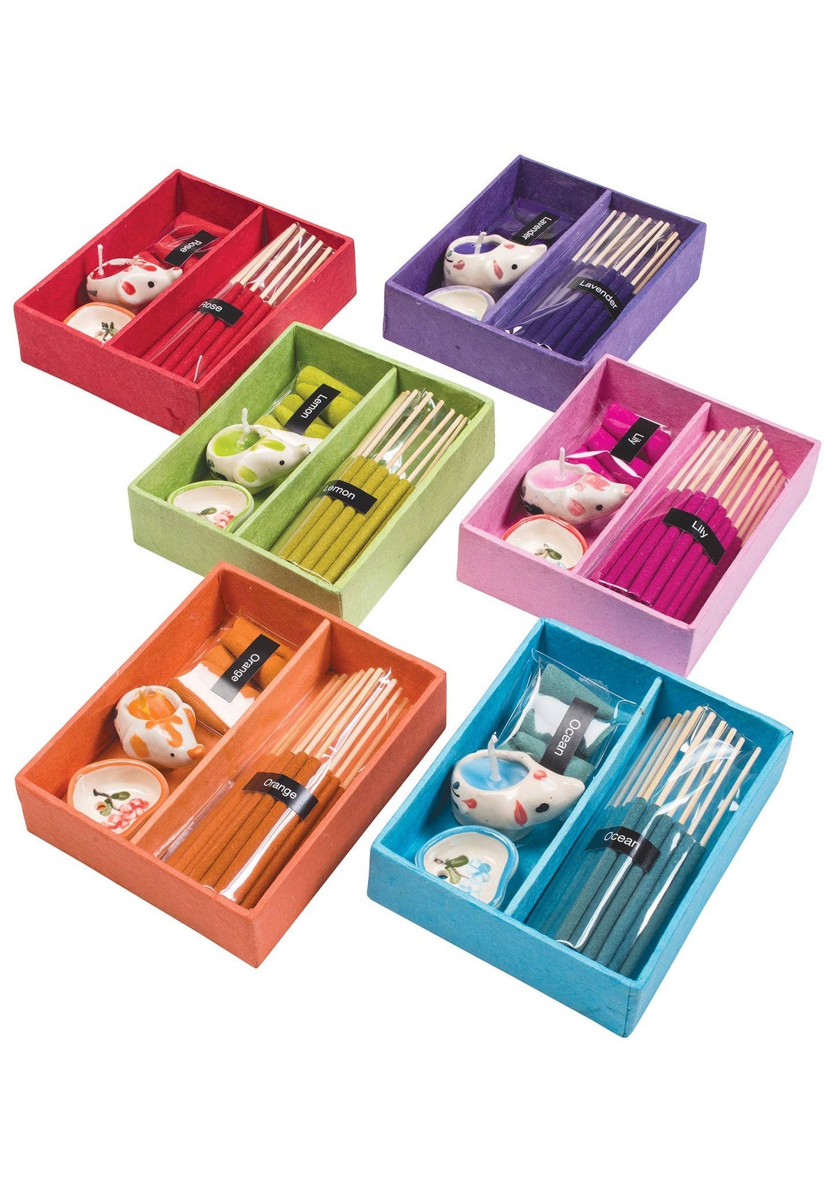 Gift Set With Incense Sticks, Candle & Holder
