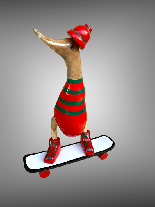 Bamboo Novelty  Skateboarder Duck Ornament  - 25cm