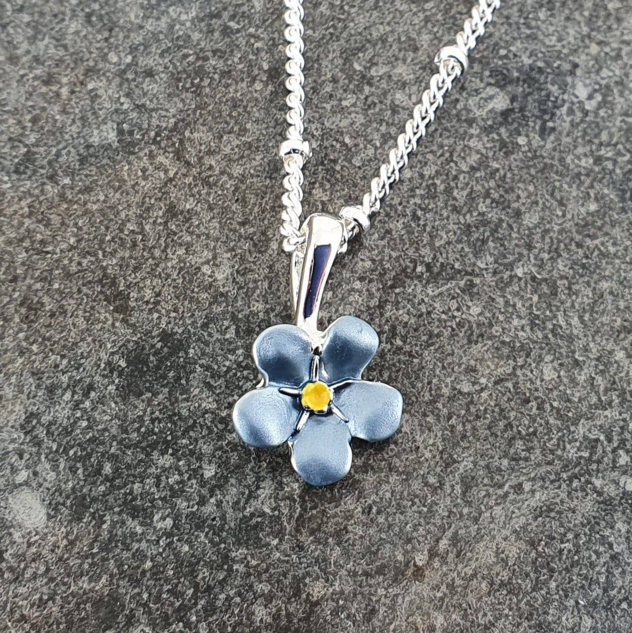 Forget Me Not Blue Mini Flower Pendant Necklace