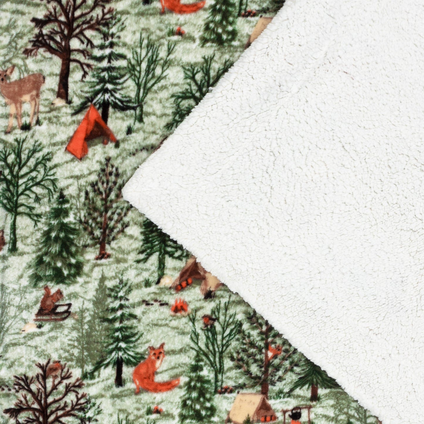 Lodge Wood Sherpa Fleece Throw Oak Green