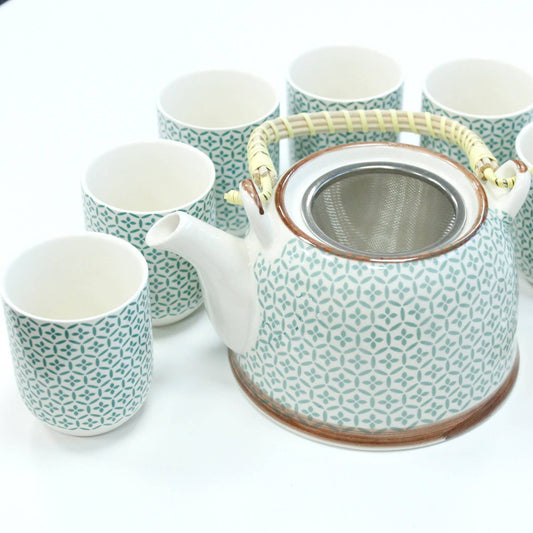 TeaP-04 - Herbal Teapot Set - Green Mosaic