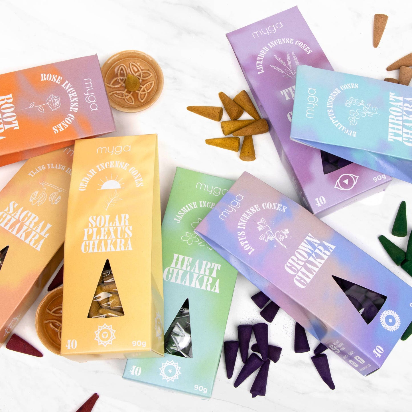 Chakra & Luck Incense Cones & Cone Holder