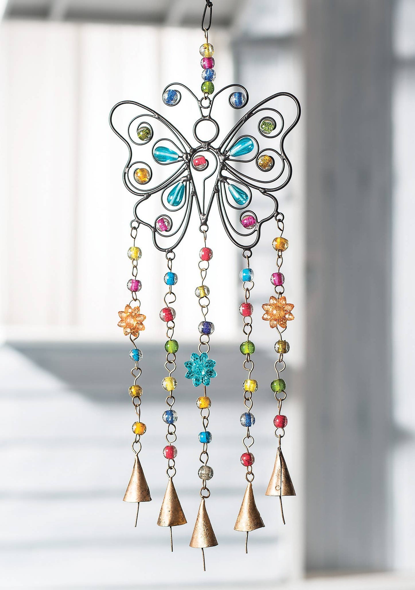Butterfly Windchime With Mixed Beads
