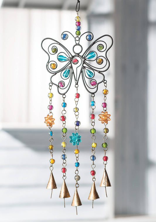 Butterfly Windchime With Mixed Beads