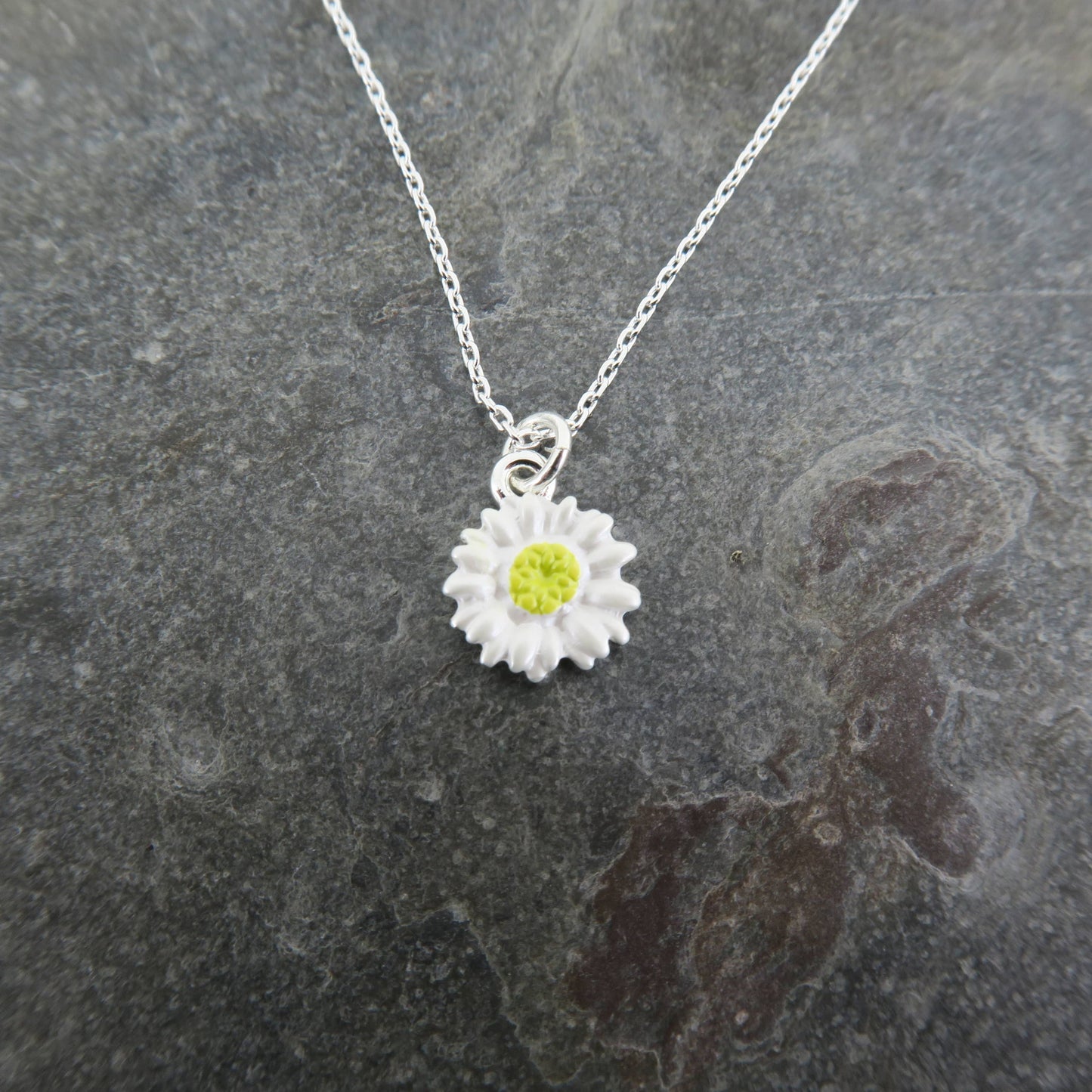 Daisy White Mini Flower Pendant Necklace